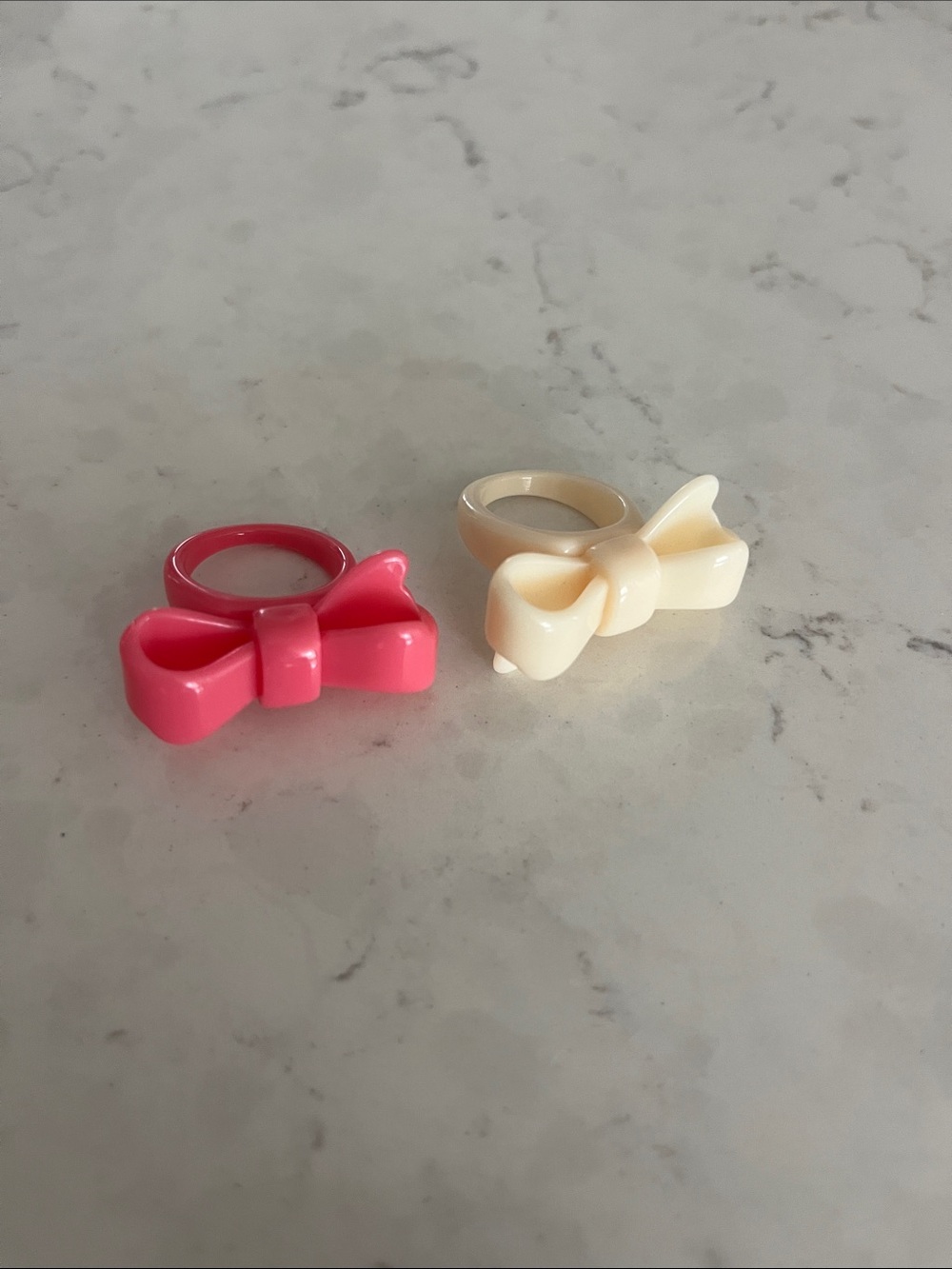 Pink & Ivory Bow Rings